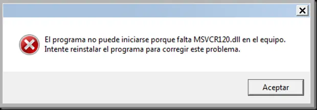 error msvcr120.dll solucion