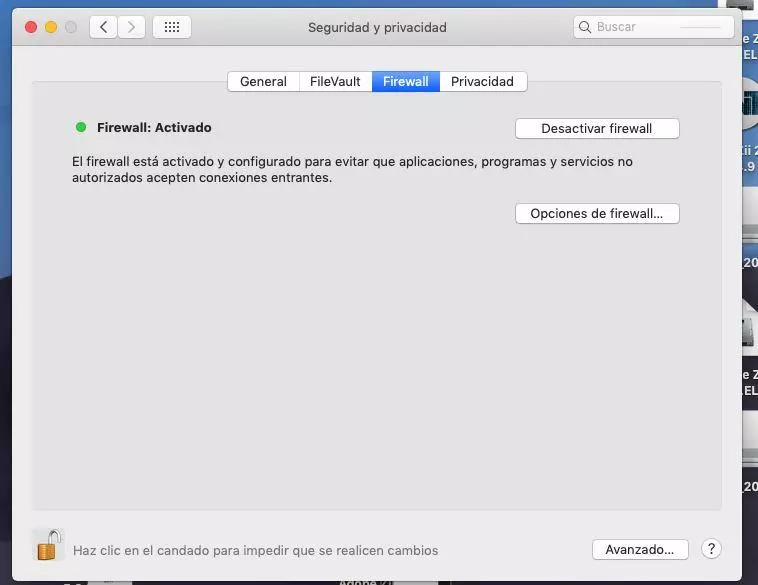 firewall de mac