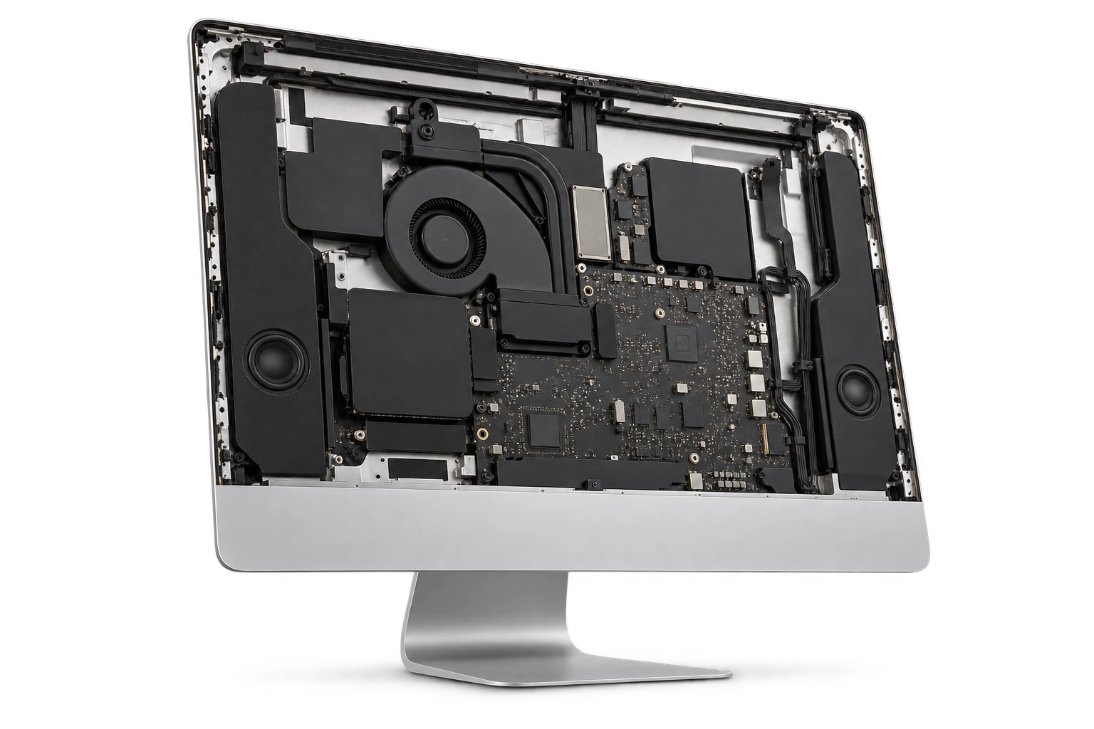 iMac abierto para acceder a sus componentes internos.