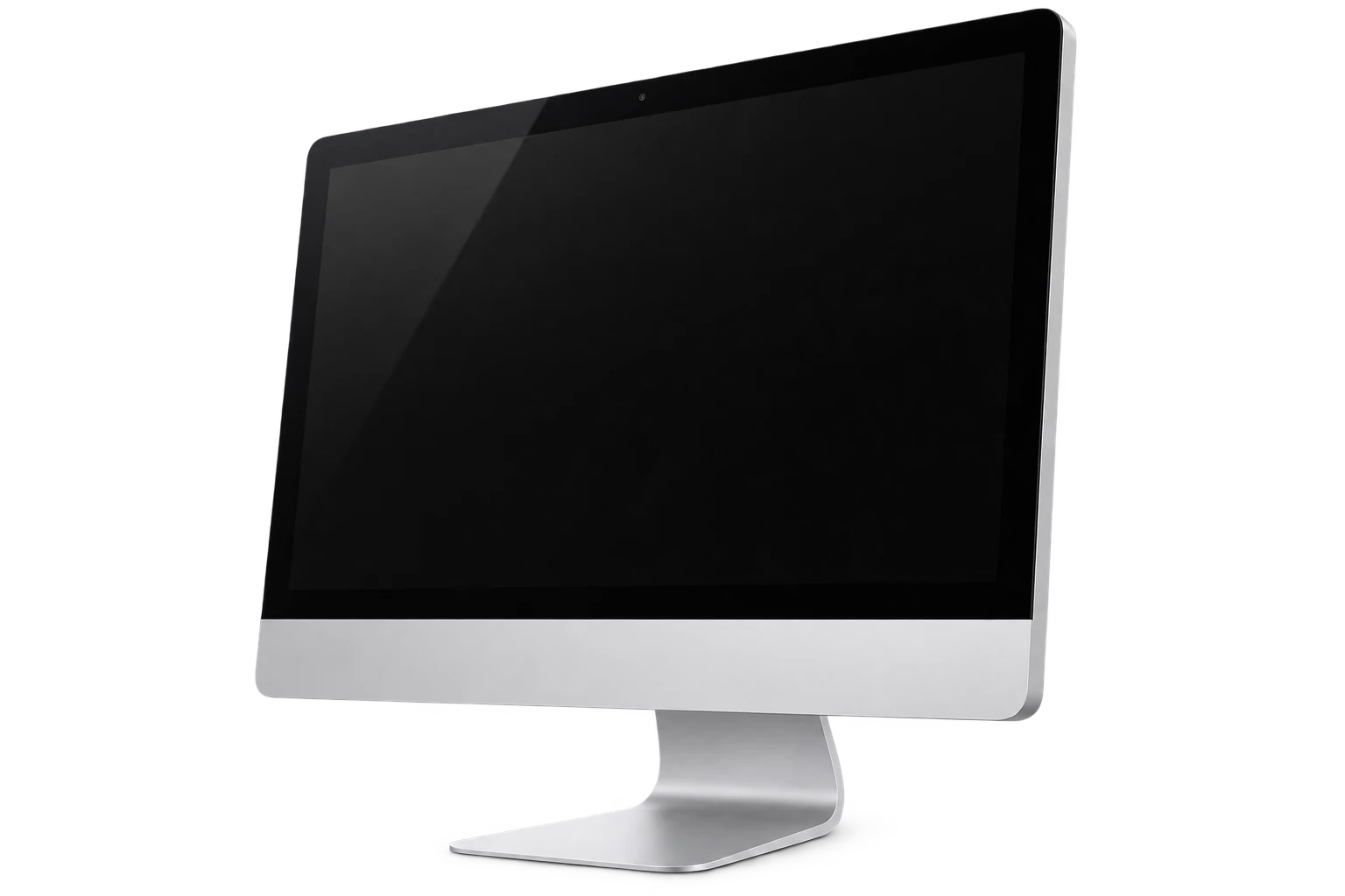 iMac de aluminio con la pantalla apagada.